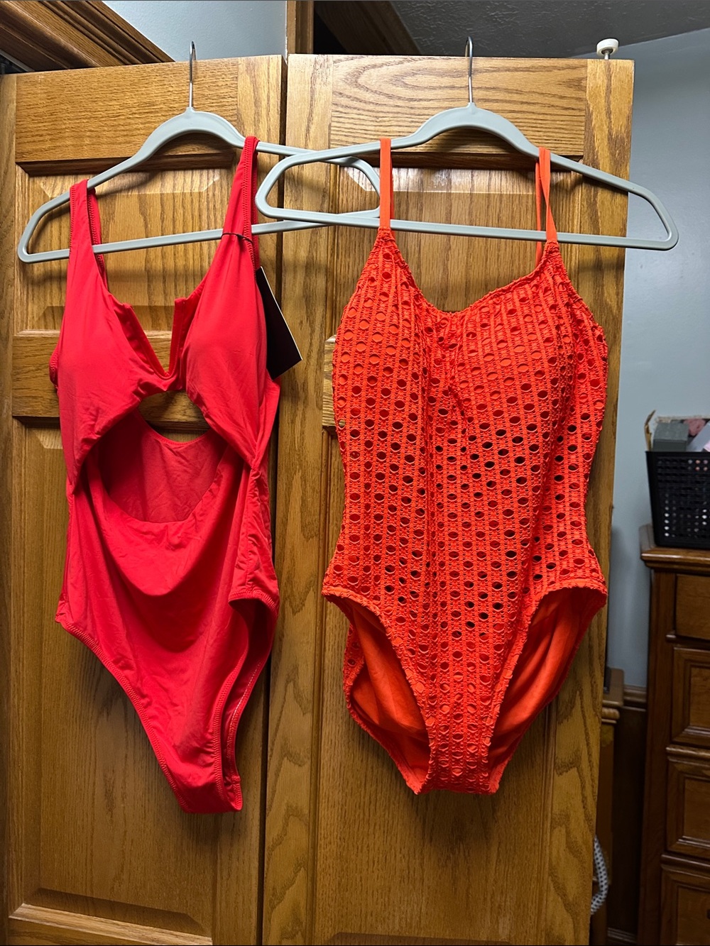 Women’s Red One-Piece Swimwear — Classic & Crochet Styles